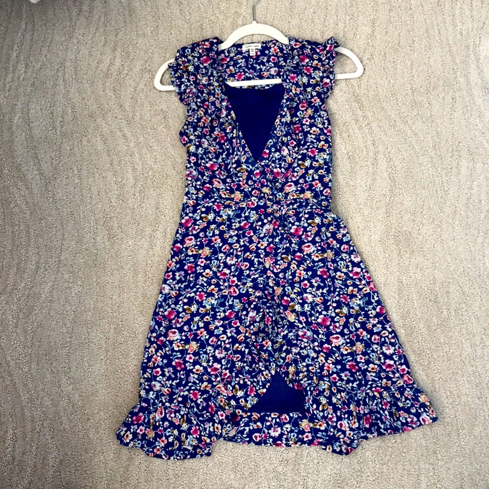 Beautiful Blue Ruffled Floral Dress